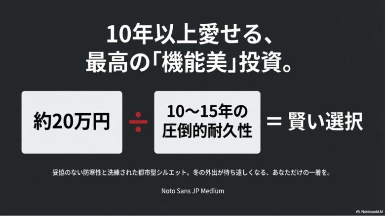 10年以上愛せる最高の機能美投資。約20万円の定価に対し10〜15年の圧倒的耐久性を持つというまとめ
