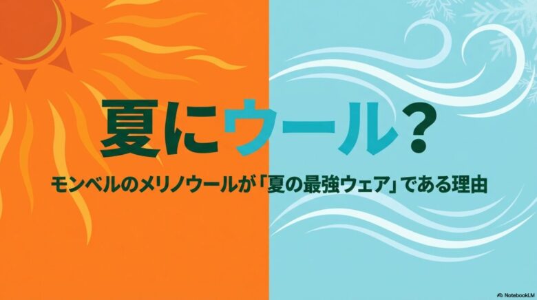 夏にウール？モンベルのメリノウールが夏の最強ウェアである理由を解説するプレゼンスライドの表紙