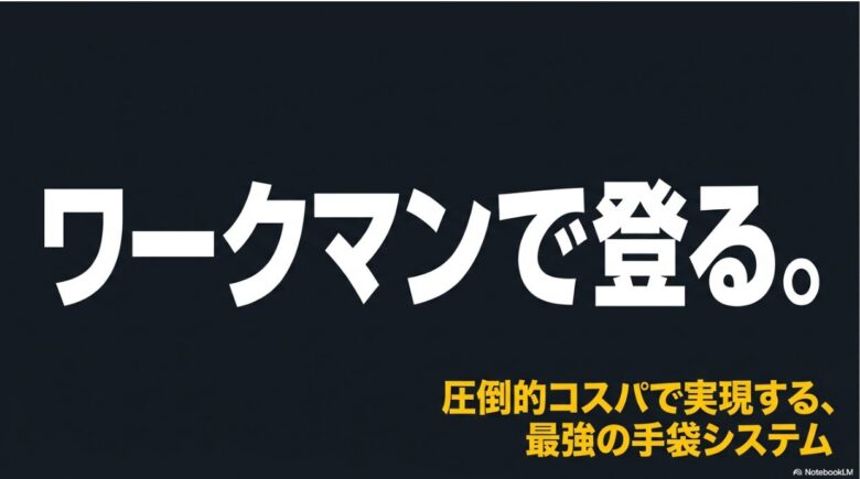「ワークマンで登る。圧倒的コスパで実現する、最強の手袋システム」と書かれたキャッチコピー画像。