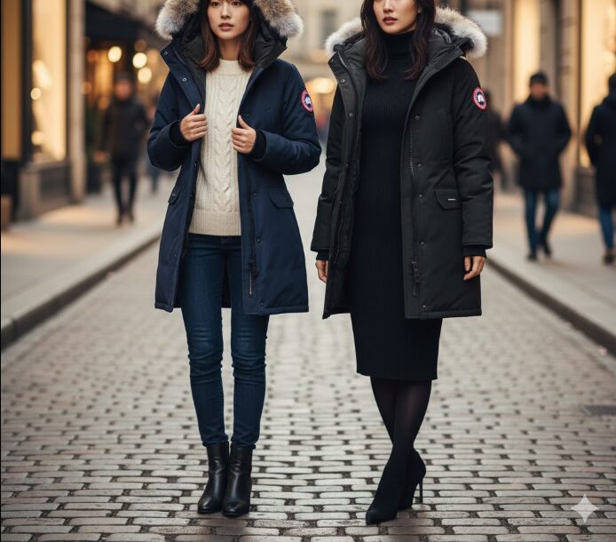 カナダグースのマッケンジー・人気色ブラック・ネイビーの着こなし