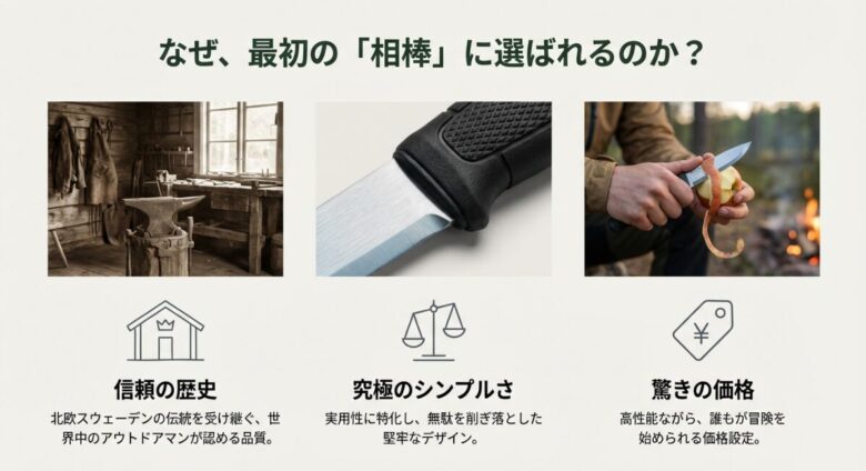 世界中のキャンパーにコンパニオンが支持される理由（高コスパ、扱いやすさ、汎用性）をまとめた概要スライド