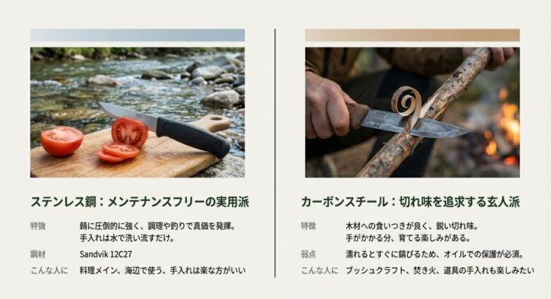 通常版（2.5mm）とヘビーデューティー（3.2mm）の刃の厚みを比較し、強度の差を視覚的に示したスライド