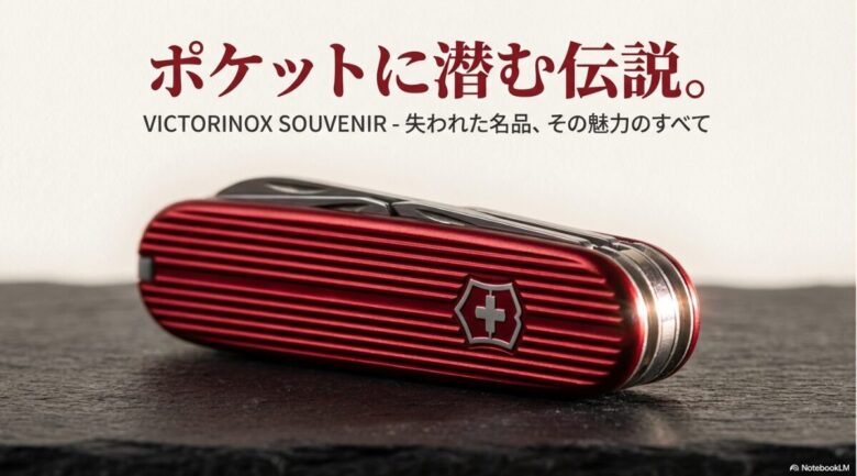 ポケットに潜む伝説。VICTORINOX SOUVENIR - 失われた名品、その魅力のすべて」と書かれた、スライドの表紙画像