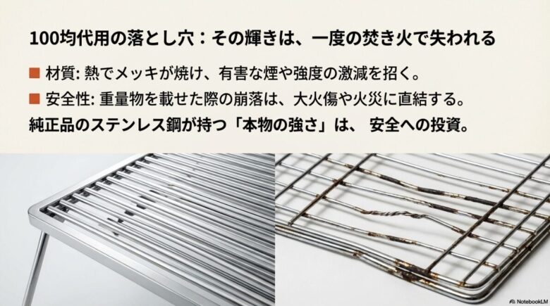 100均製品のメッキ剥がれや強度不足による落とし穴と純正ステンレス鋼の強さの比較