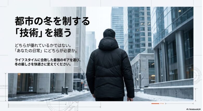 あなたの日常に最適なギアを選択することを促す、ヴェイランスのブランドメッセージスライド。