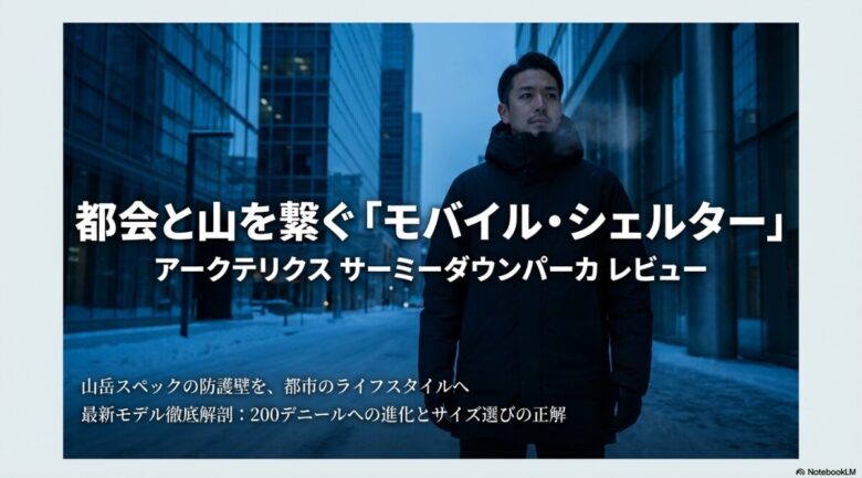 都会と山を繋ぐモバイル・シェルター、アークテリクス サーミ－ダウンパーカのレビュー記事の表紙スライド